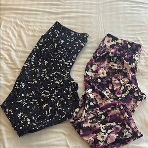 Floral and Abstract Print Leggings Set